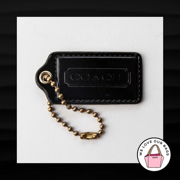 COACH Handbags - 2.5" Large COACH BLACK PATENT LEATHER BRASS KEYFOB